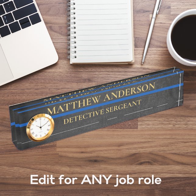 Police Sergeant Thin Blue Line Clock Nameplate (Creator Uploaded)