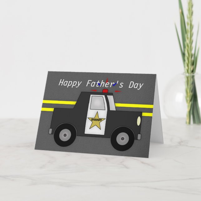 Police Sheriff Car Happy Father's Day Card (Front)