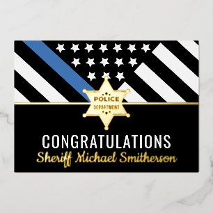 Police Sheriff Retirement Blue Line Congrats Card