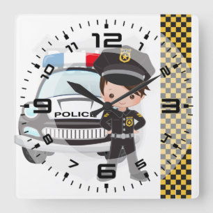 Police Square Wall Clock