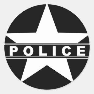 police star text department badge law symbol classic round sticker