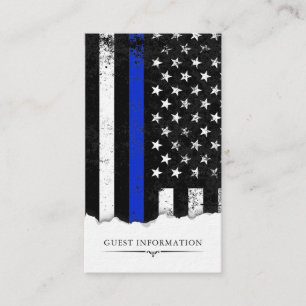 Police Style American Flag Party Event Mini Info Enclosure Card