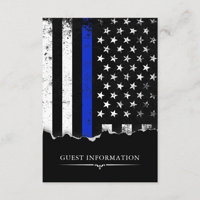 Police Style American Flag Party|Event Small Black Enclosure Card (Front)