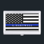 Police Styled American Flag Custom Name Business Card Holder<br><div class="desc">A personalise police flag custom name business card holder.</div>