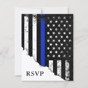 Police Styled American Flag White RSVP Reply Card