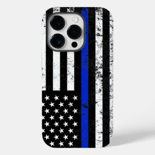 Police Styled Distressed American Flag iPhone 14 Pro Case