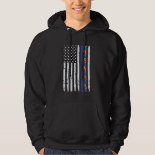 Police Support Autism Awareness Thin Blue Line Aut Hoodie
