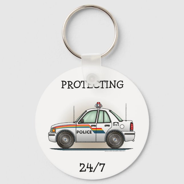 Police SUV Cruiser Car Cop Car Keychain (Front)