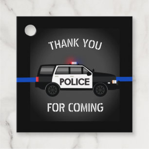 Police SUV Thin Blue Line Birthday Party Favour Tags