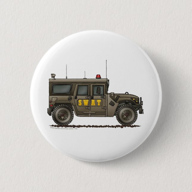 Police SWAT Team Hummer Law Enforcement 6 Cm Round Badge (Front)