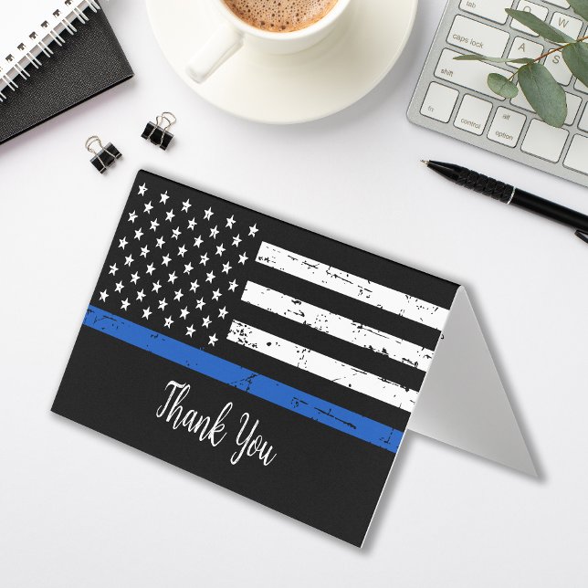 Police Thank You Personalised Thin Blue Line Business Card (Creator Uploaded)