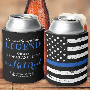 Police The Legend Retired Personalized Blue Line Can Cooler
