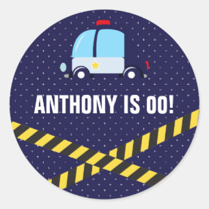 Police themed Birthday Party Guest Favour Classic Round Sticker