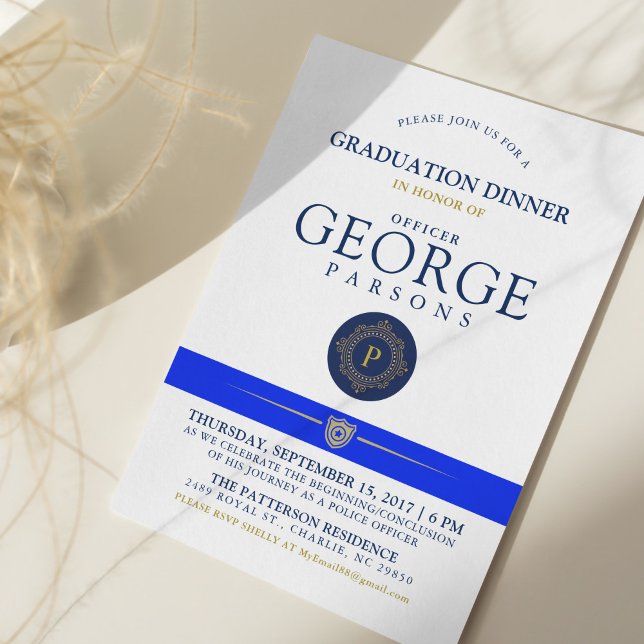 Police Themed Event | Dinner Monogram Invitation (Creator Uploaded)