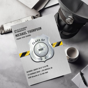 Police themed Graduation Party Invitation
