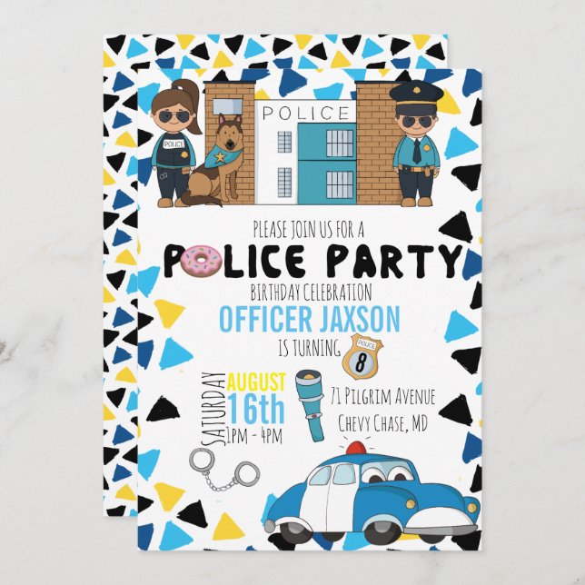 Police Themed Party Invitation (Front/Back)