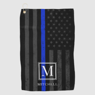 Police Themed Patriotic Flag   Monogram Golf Towel