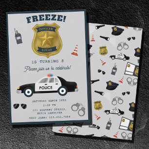 Police Themed Policeman Cop Birthday Party Invitation