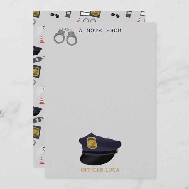 Police Themed Policeman Cop Boy Kids Card (Front/Back)