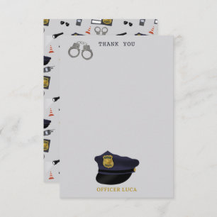 Police Themed Policeman Cop Boy Kids Thank You Card