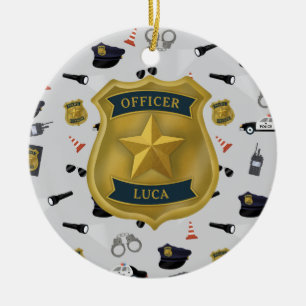 Police Themed Policeman Cop Officer Name Ceramic Tree Decoration