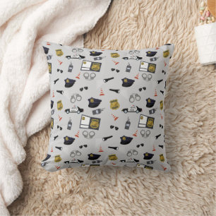 Police Themed Policeman Cop Pattern Cushion