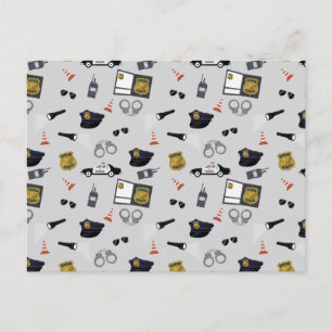 Police Themed Policeman Cop Pattern Holiday Postcard