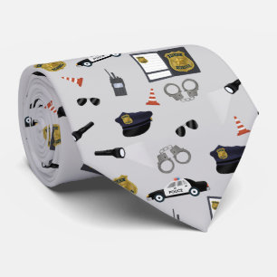 Police Themed Policeman Cop Pattern Tie