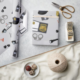 Police Themed Policeman Cop Pattern Wrapping Paper