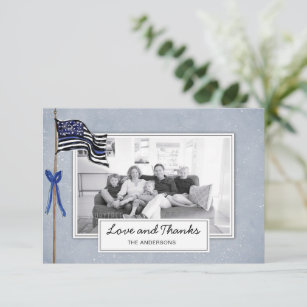 Police Thin Blue Line American Flag Family Thank You Card