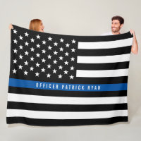 Police Thin Blue Line American Flag Monogram Large