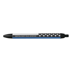 Police Thin Blue Line American Flag Officer Black Ink Pen