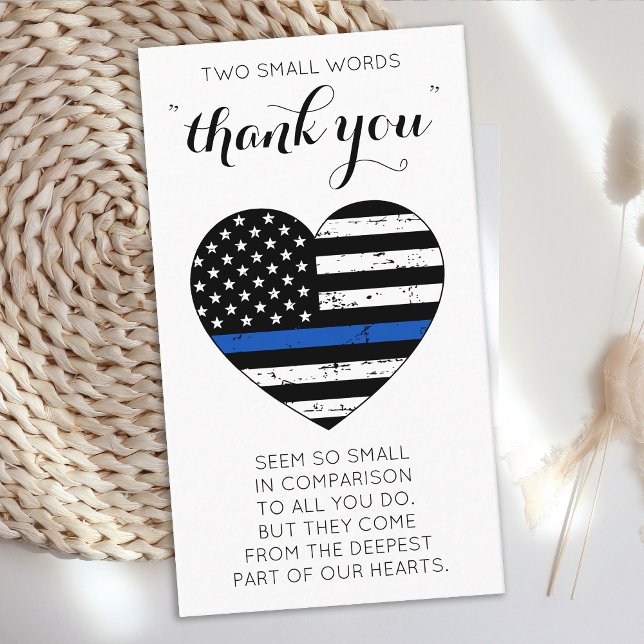 Police Thin Blue Line American Flag Thank You Business Card (Creator Uploaded)