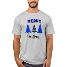 Police Thin Blue Line Christmas Tree T-Shirt