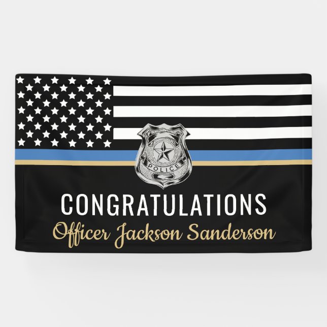 Police Thin Blue Line Congratulations Retirement Banner (Horizontal)