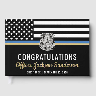 Police Thin Blue Line Congratulations Retirement Guest Book
