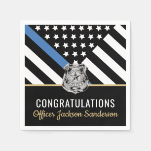 Police Thin Blue Line Congratulations Retirement Napkin