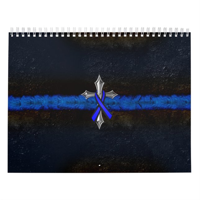 Police Thin Blue Line Cross and Ribbon Calendar (Cover)