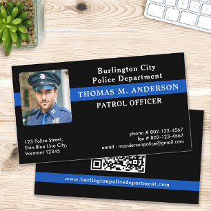 Police Thin Blue Line Custom Photo Law Enforcement Business Card