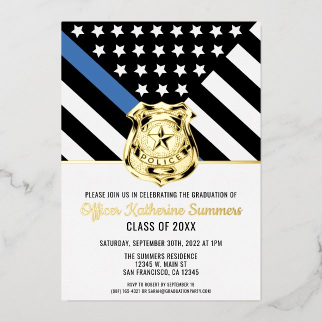 Police Thin Blue Line Flag Congrats Graduation (Front)