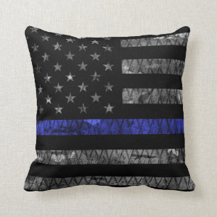 Police Thin Blue Line Flag Cushion