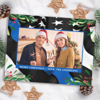 Police Thin Blue Line Flag Custom Photo Christmas