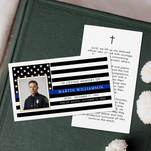 Police Thin Blue Line Flag Sympathy Prayer Card (Creator Uploaded)