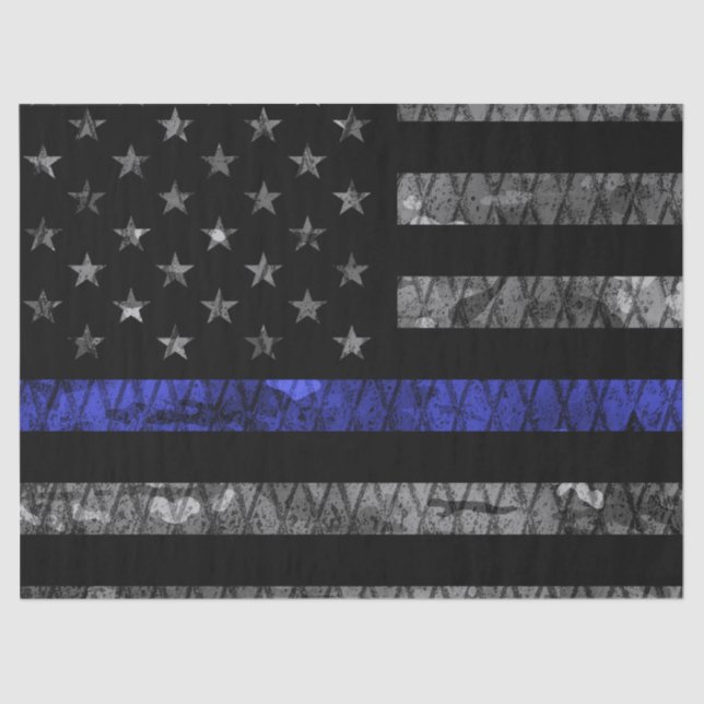 Police Thin Blue Line Flag Tissue Paper (Front)