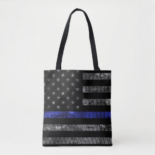 Police Thin Blue Line Flag Tote Bag