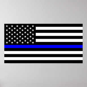 police thin blue line flag usa united states ameri poster