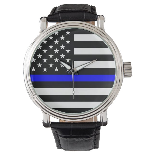 police thin blue line flag usa united states ameri watch (Front)