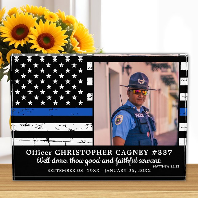 Police Thin Blue Line Law Enforcement Memorial Photo Block (Creator Uploaded)