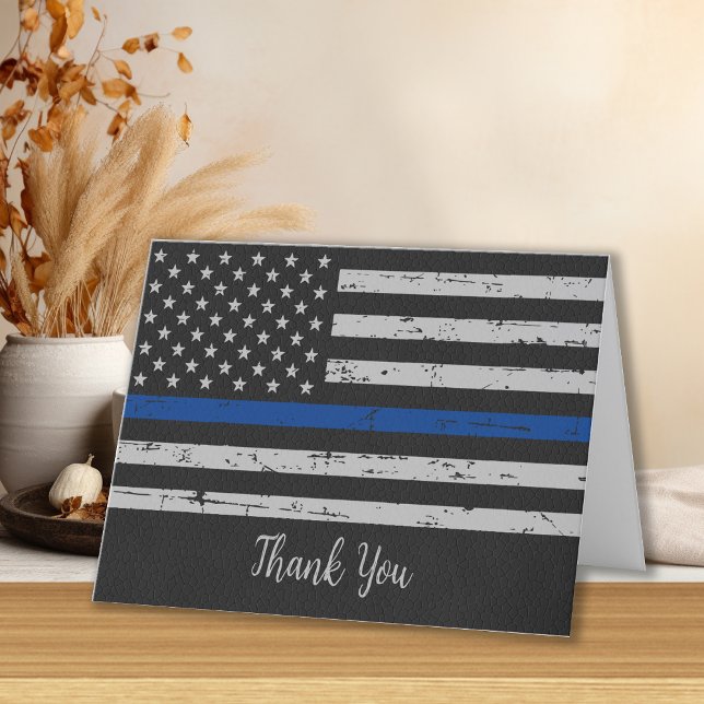 Police Thin Blue Line Law Enforcement Thank You Card (Creator Uploaded)