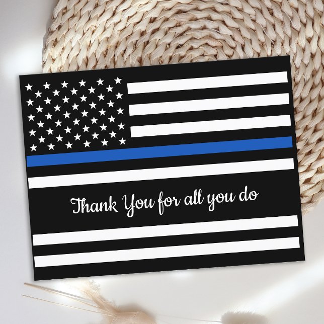 Police Thin Blue Line Law Enforcement Thank You Postcard (Creator Uploaded)
